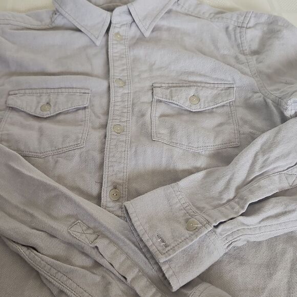 TNA Women's Classis Fit Button-Down Long Sleeves Cotton Shirt Small Gray - Picture 15 of 16